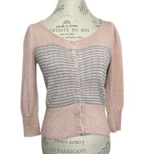 Anthropologie Knitted & Knotted Shimmer Threaded Cottage Cardigan Small
